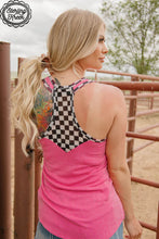 Load image into Gallery viewer, Neon pink and checkered tank top - Mavictoria Designs Hot Press Express
