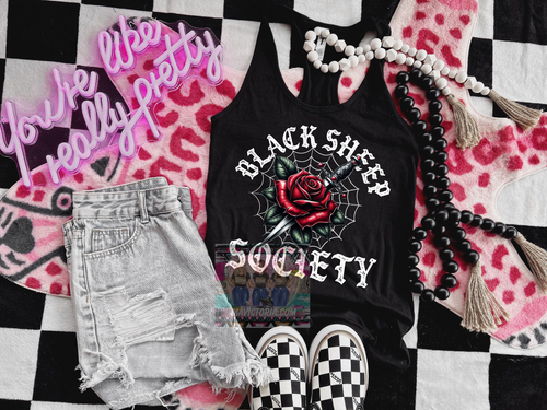 Black sheep society black tank top women’s fit - Mavictoria Designs Hot Press Express