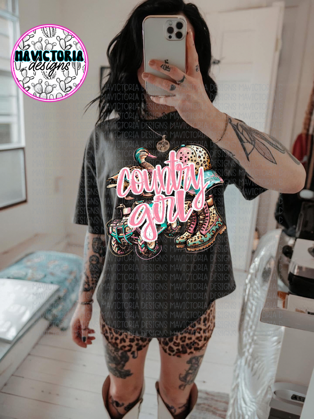 COUNTRY GIRL Black tank, hoodie, crewneck, long sleeve or graphic tee - Mavictoria Designs Hot Press Express