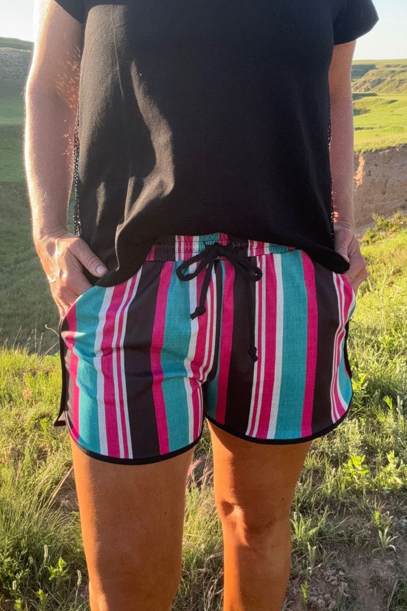 NEW TO COUNTRY VINTAGE STRIPE SHORTS sterling kreek - Mavictoria Designs Hot Press Express