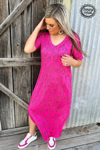 Load image into Gallery viewer, Hot pink boot stitch maxi dress - Mavictoria Designs Hot Press Express
