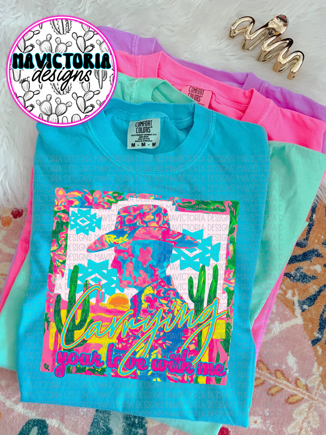 CARRYING YOUR LOVE WITH ME western graphic tee (choose your color) - Mavictoria Designs Hot Press Express