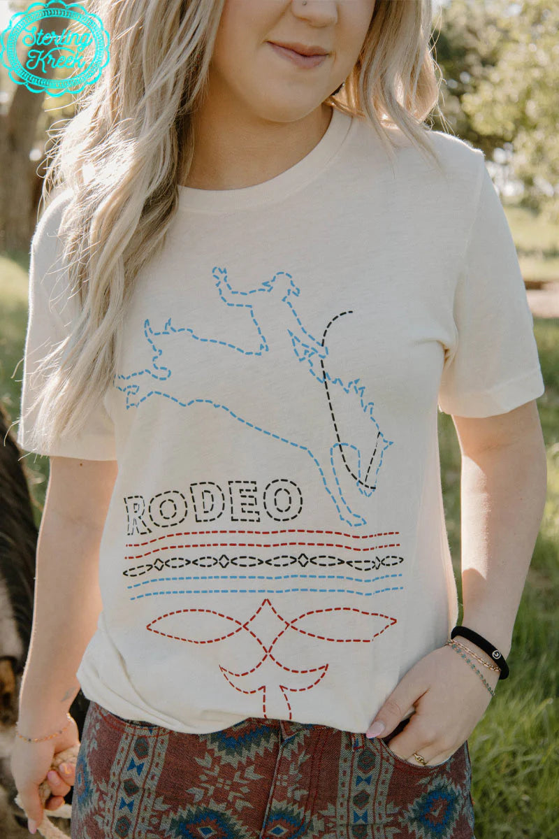 Cream rodeo boot stitch graphic tee sterling Kreek - Mavictoria Designs Hot Press Express