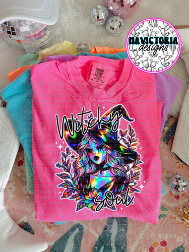 Witchy woman graphic tee holographic - Mavictoria Designs Hot Press Express