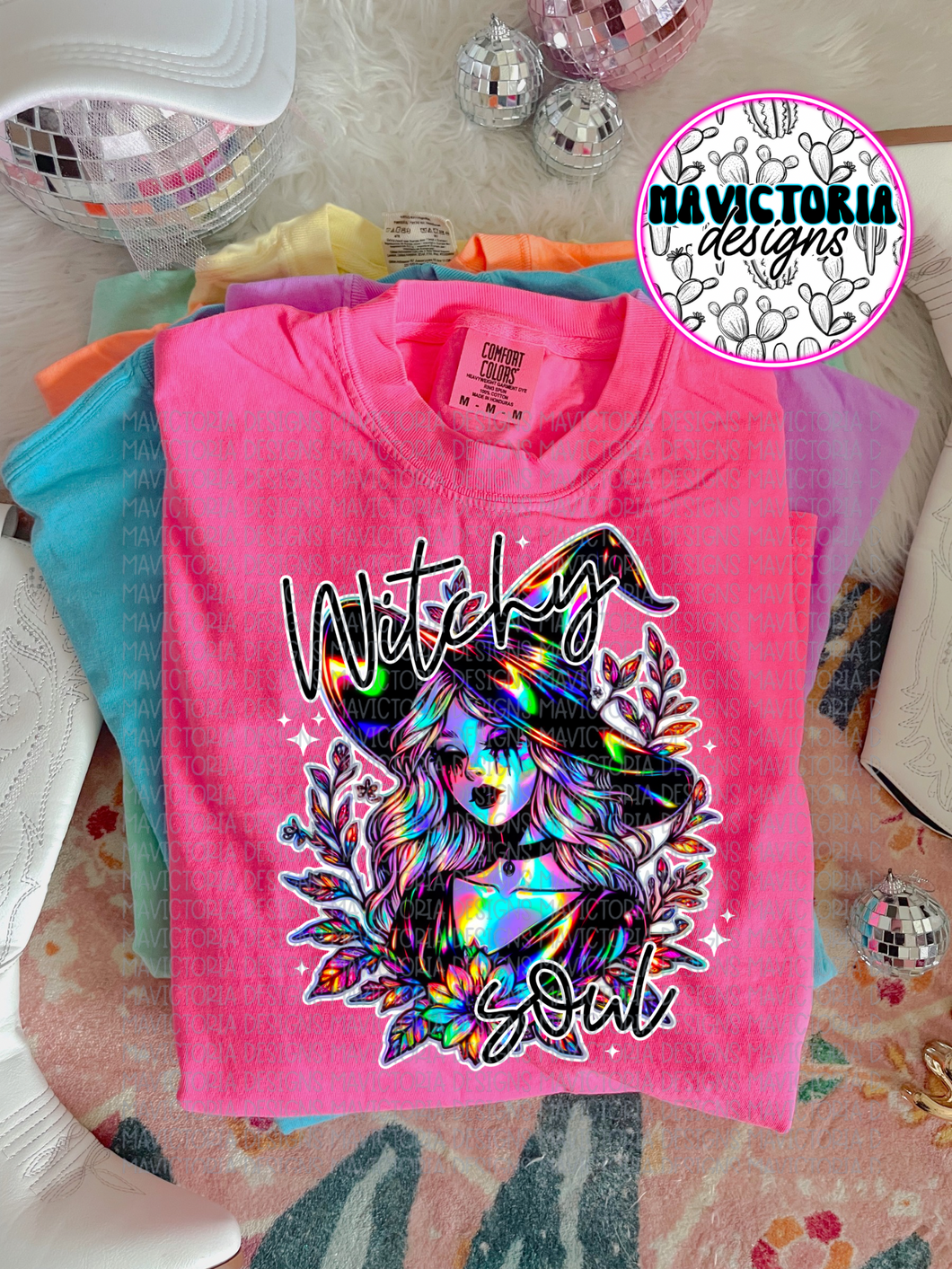 Witchy woman graphic tee holographic - Mavictoria Designs Hot Press Express
