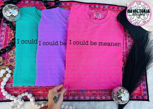 NEON I COULD BE MEANER graphic tee on comfort colors - Mavictoria Designs Hot Press Express
