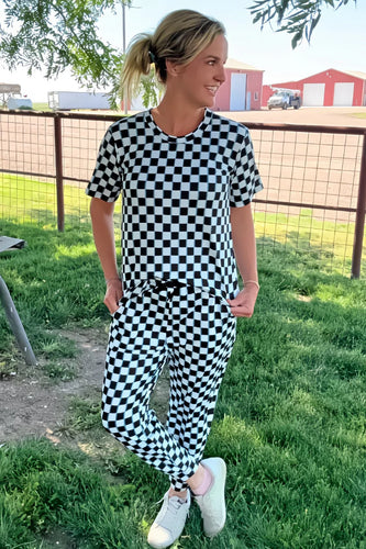 CHECKED IN TURQUOISE TOP AND JOGGERS SET SOLD SEPARATELY - Mavictoria Designs Hot Press Express