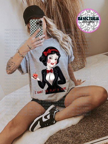 SAW snow white princess on grey hoodie, crewneck, long sleeve or tee - Mavictoria Designs Hot Press Express
