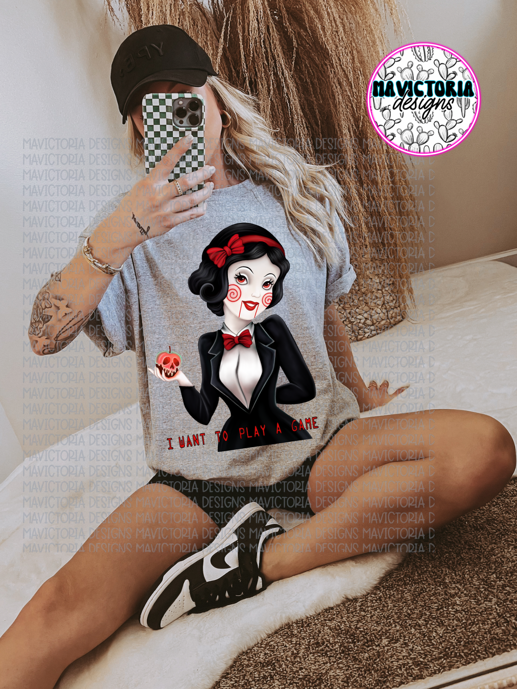 SAW snow white princess on grey hoodie, crewneck, long sleeve or tee - Mavictoria Designs Hot Press Express