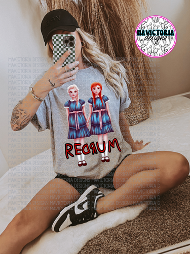 REDRUM princesses on grey hoodie, crewneck, long sleeve or tee - Mavictoria Designs Hot Press Express
