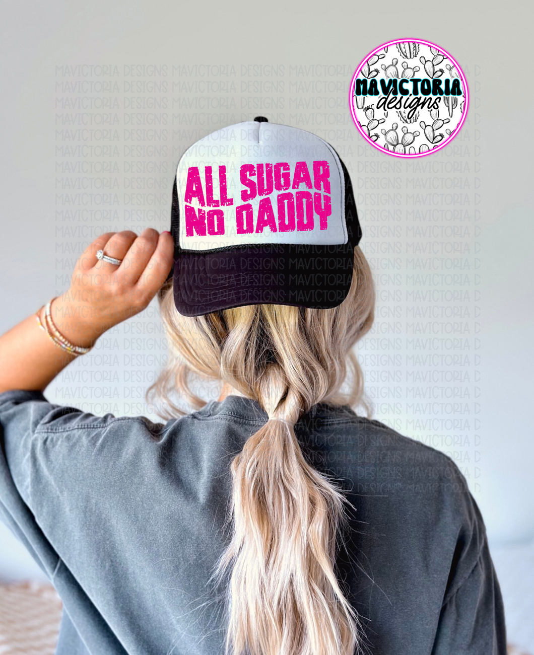 All sugar no daddy hat black and white foam trucker - Mavictoria Designs Hot Press Express