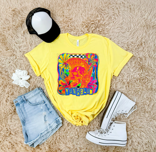 YUNGBLUD graphic tee on NEON LEMON COMFORT COLORS - Mavictoria Designs Hot Press Express
