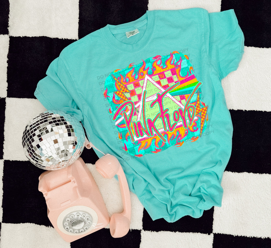 Pink floyd (2) graphic tee on lagoon blue COMFORT COLORS - Mavictoria Designs Hot Press Express