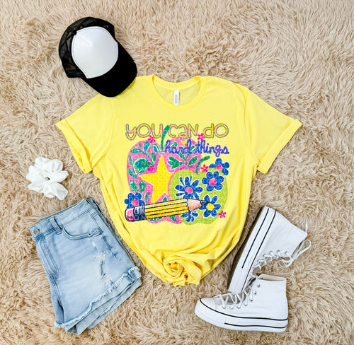 You can do hard things on neon lemon comfort colors graphic tee - Mavictoria Designs Hot Press Express