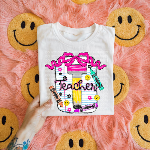 Teacher notebook on white comfort colors graphic tee - Mavictoria Designs Hot Press Express