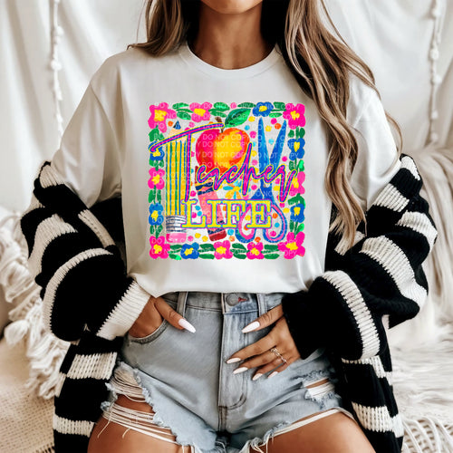 Teacher life on white comfort colors graphic tee - Mavictoria Designs Hot Press Express