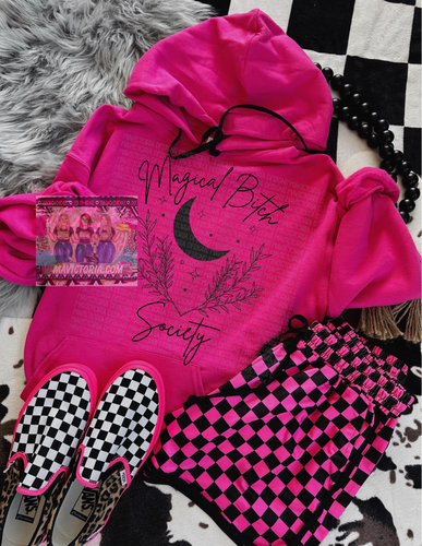 Hot pink MAGICAL BITCH SOCIETY hoodie // shorts available separately - Mavictoria Designs Hot Press Express