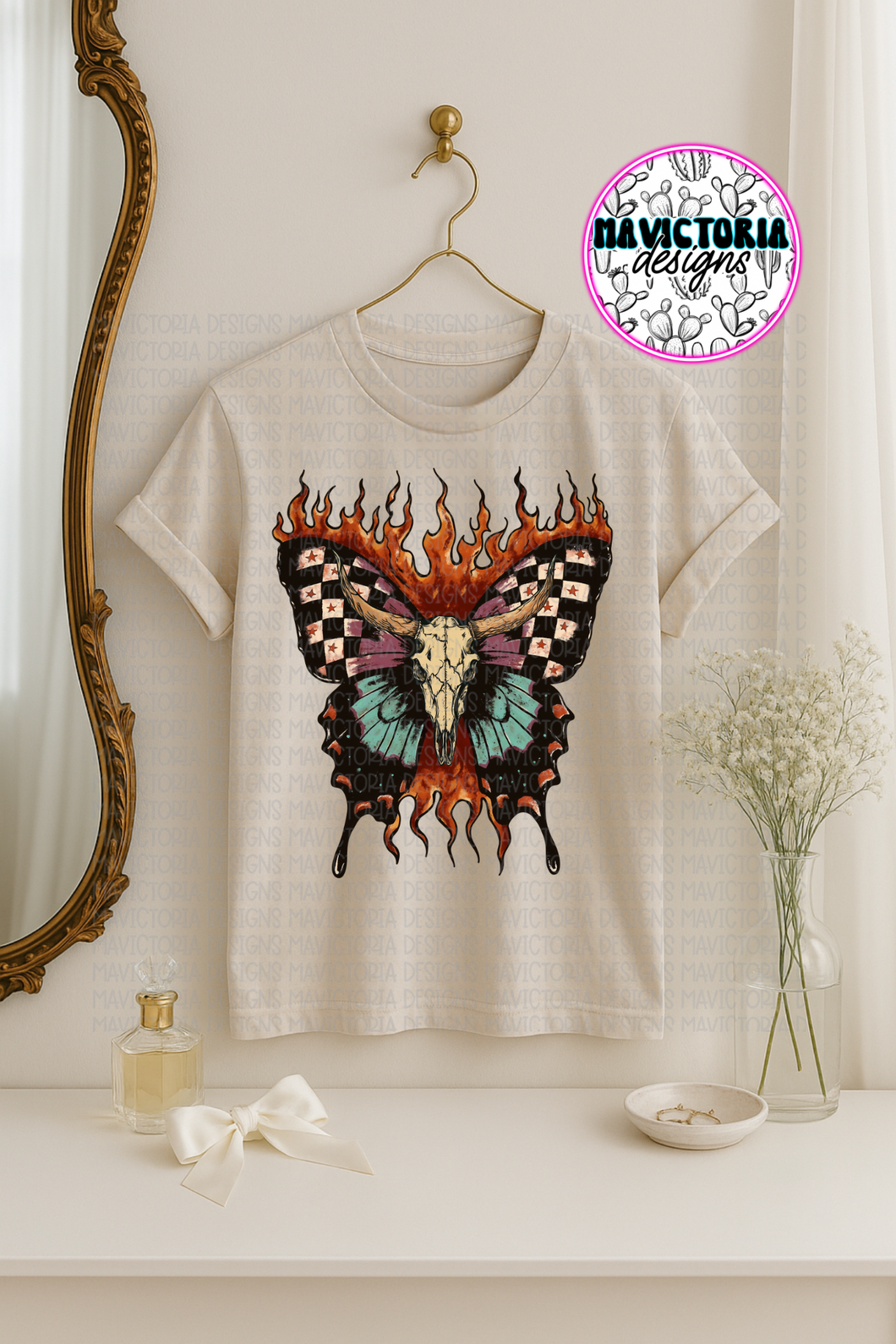 Burnout Butterfly on ivory comfort colors graphic tee - Mavictoria Designs Hot Press Express