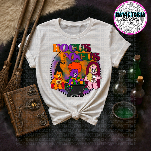 Hocus pocus carebears on white comfort colors graphic tee - Mavictoria Designs Hot Press Express