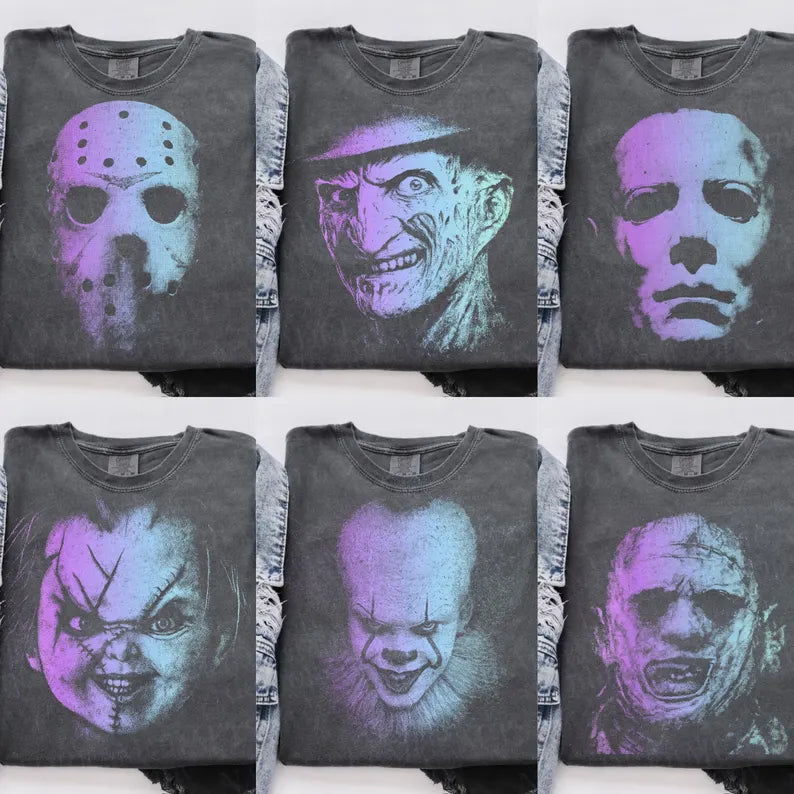 Iridescent horror men on pepper comfort colors graphic tee - Mavictoria Designs Hot Press Express