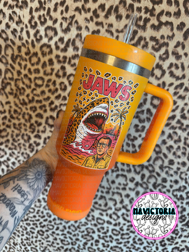 Leopard jaws on ombre 40oz tumbler with straw - Mavictoria Designs Hot Press Express