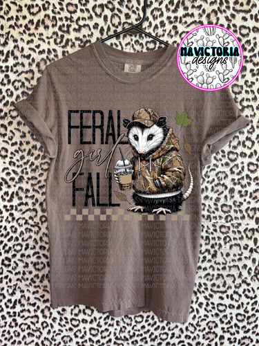 Espresso comfort colors FERAL GIRL FALL graphic tee - Mavictoria Designs Hot Press Express