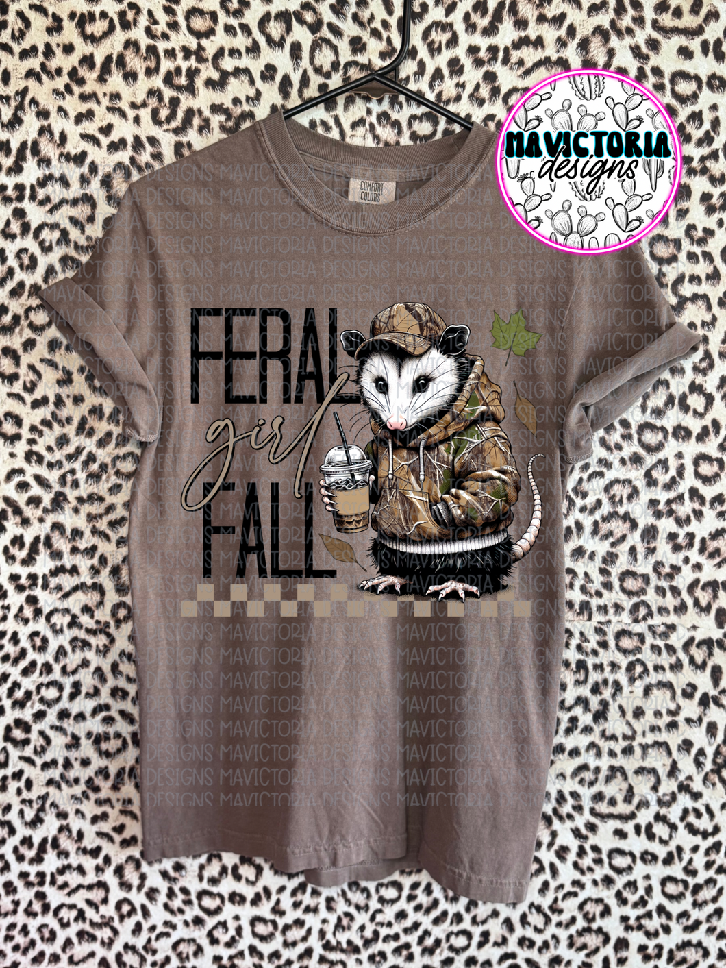 Espresso comfort colors FERAL GIRL FALL graphic tee - Mavictoria Designs Hot Press Express