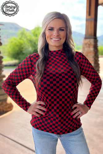 Team red and black checkered long sleeve mesh - Mavictoria Designs Hot Press Express