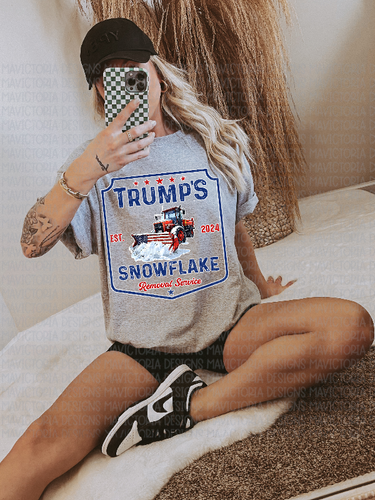 TRUMPS snowflake removal service grey Bella graphic TEE - Mavictoria Designs Hot Press Express