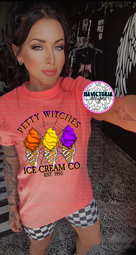 Petty witches ice cream co on comfort colors graphic tee (you pick color) - Mavictoria Designs Hot Press Express