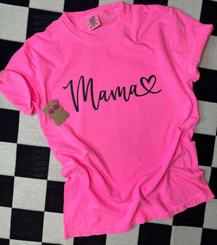 MAMA on NEON PINK comfort colors graphic // TEE - Mavictoria Designs Hot Press Express