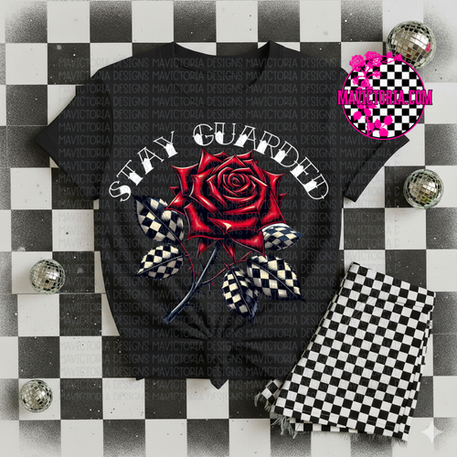 Stay guarded checkered rose on black hoodie , crewneck, long sleeve or tee - Mavictoria Designs Hot Press Express