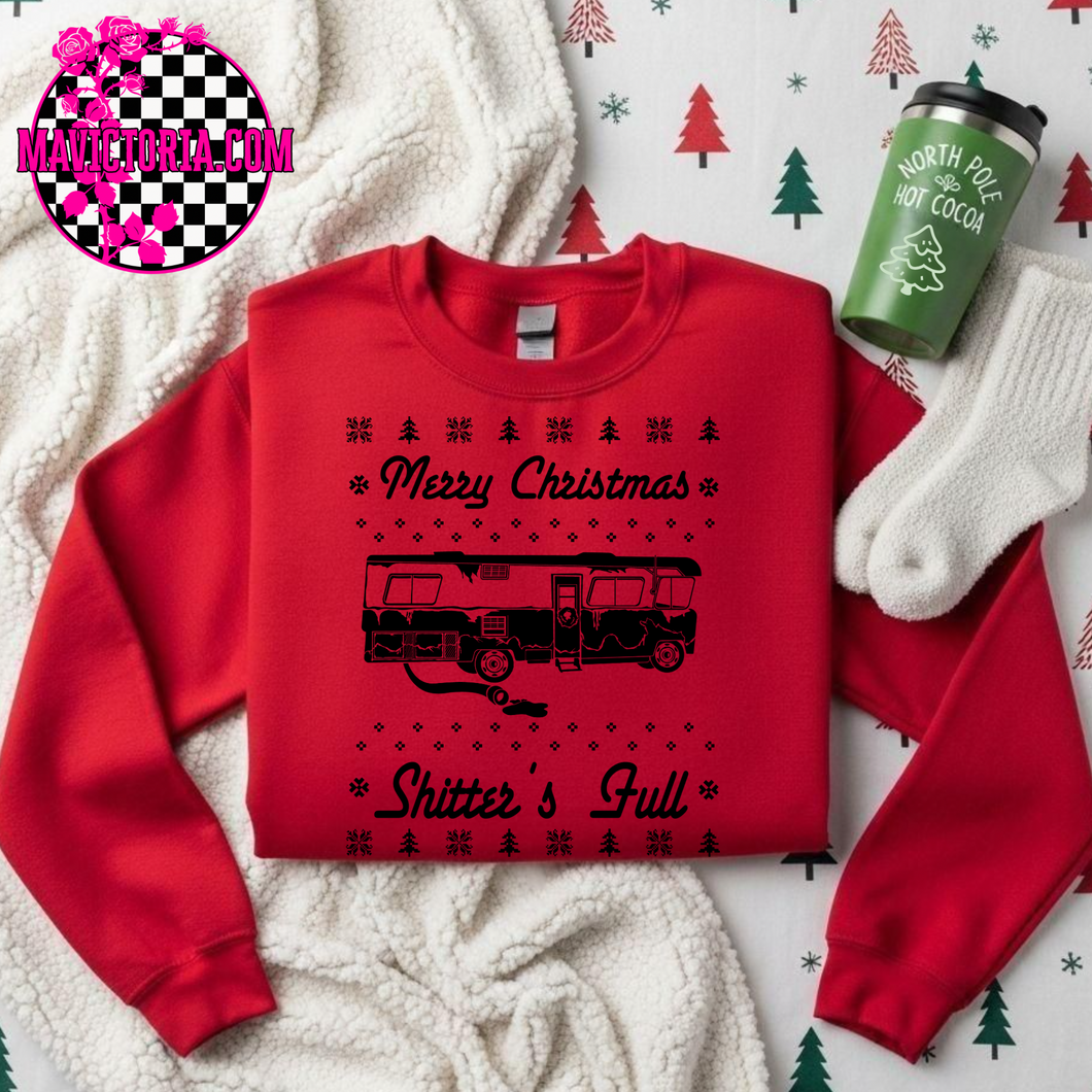 Merry Christmas shitters full on red hoodie, crewneck, long sleeve or graphic tee