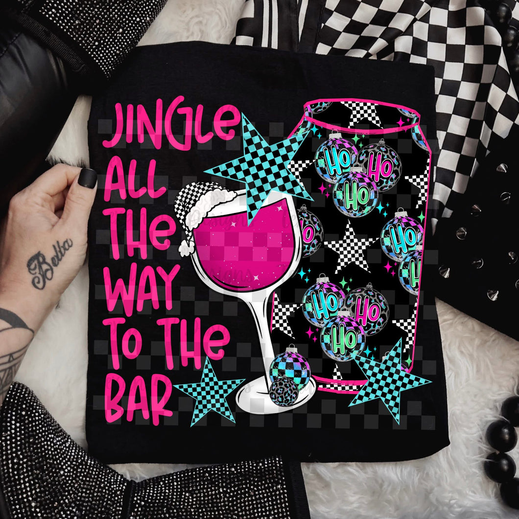 Jingle all the way to the bar on black hoodie, crewneck, long sleeve or tee - Mavictoria Designs Hot Press Express
