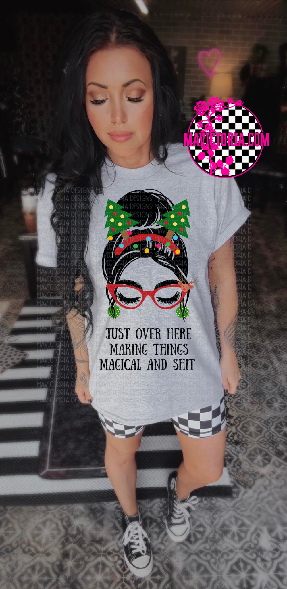 Just over here making things magical and shit On grey hoodie, crewneck, long sleeve or graphic tee - Mavictoria Designs Hot Press Express