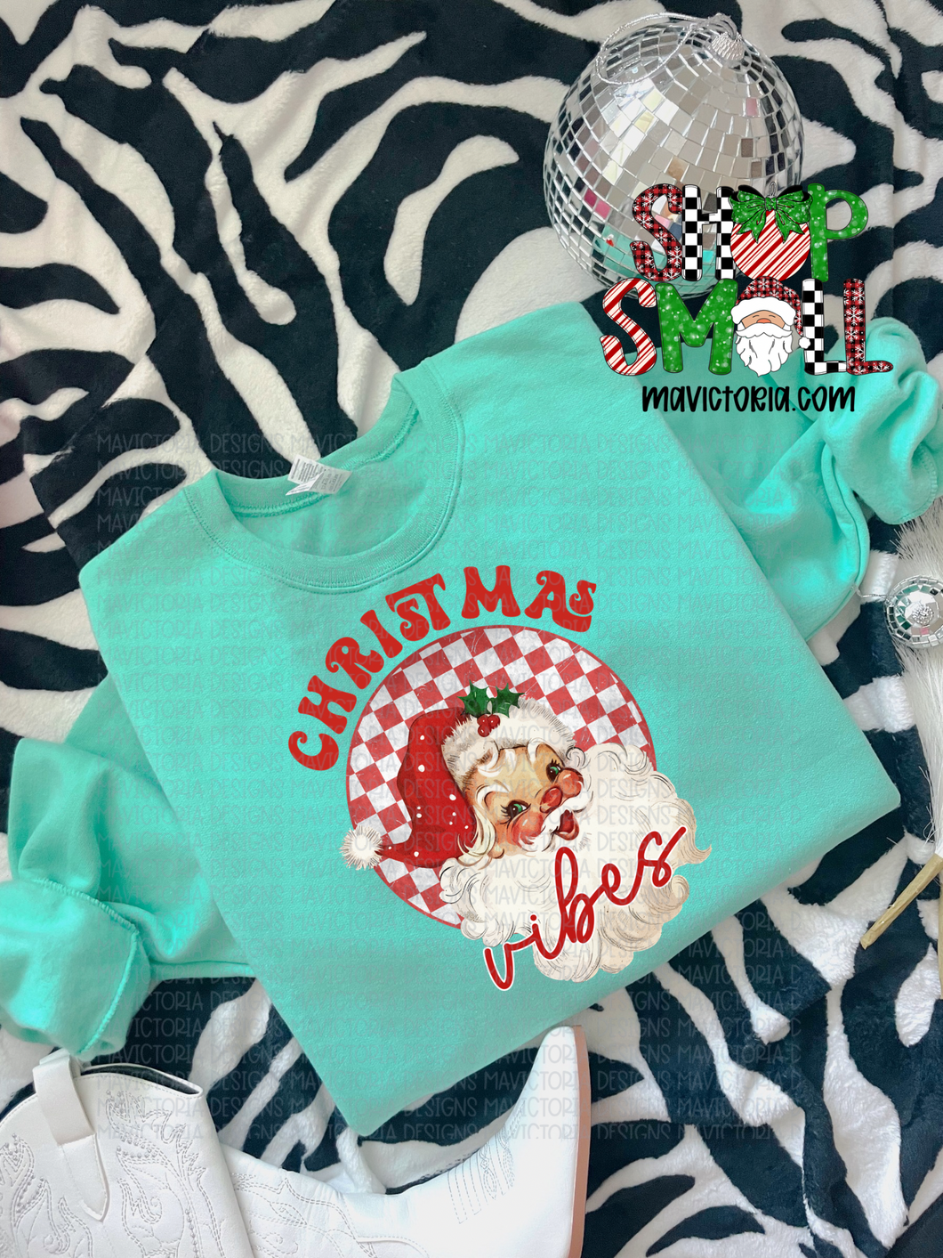 CHRISTMAS vibes on cool mint hoodie, crewneck, long sleeve or tee