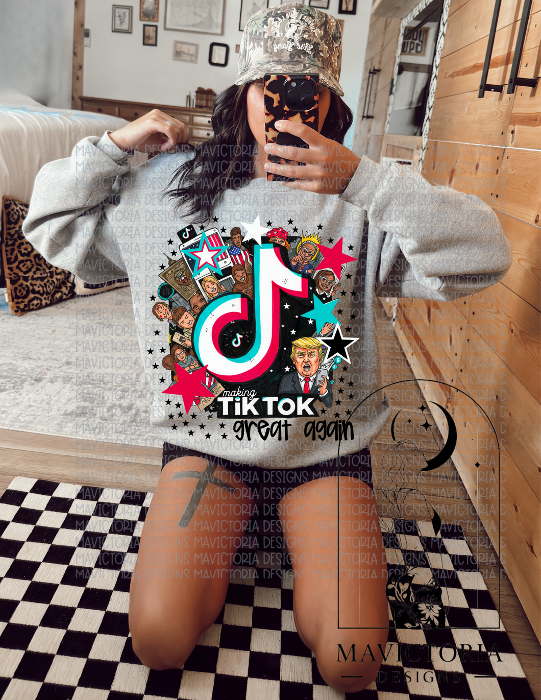 MAKE TIK TOK GREAT AGAIN TRUMP on ASH hoodie, crewneck, long sleeve or graphic tee - Mavictoria Designs Hot Press Express