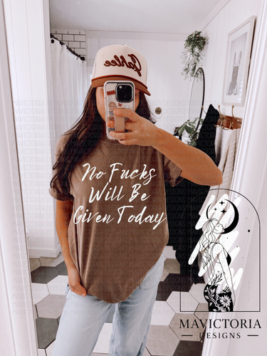 No fucks will be given today on brown graphic tee crew long sleeve or hoodie - Mavictoria Designs Hot Press Express