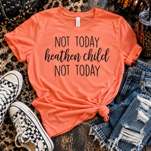 Load image into Gallery viewer, Not today heathen child not today. Funny womens graphic tee. Mom life shirt. - Mavictoria Designs Hot Press Express
