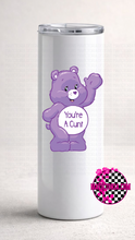 Load image into Gallery viewer, Swear bear care bear 20 oz skinny tumbler - Mavictoria Designs Hot Press Express
