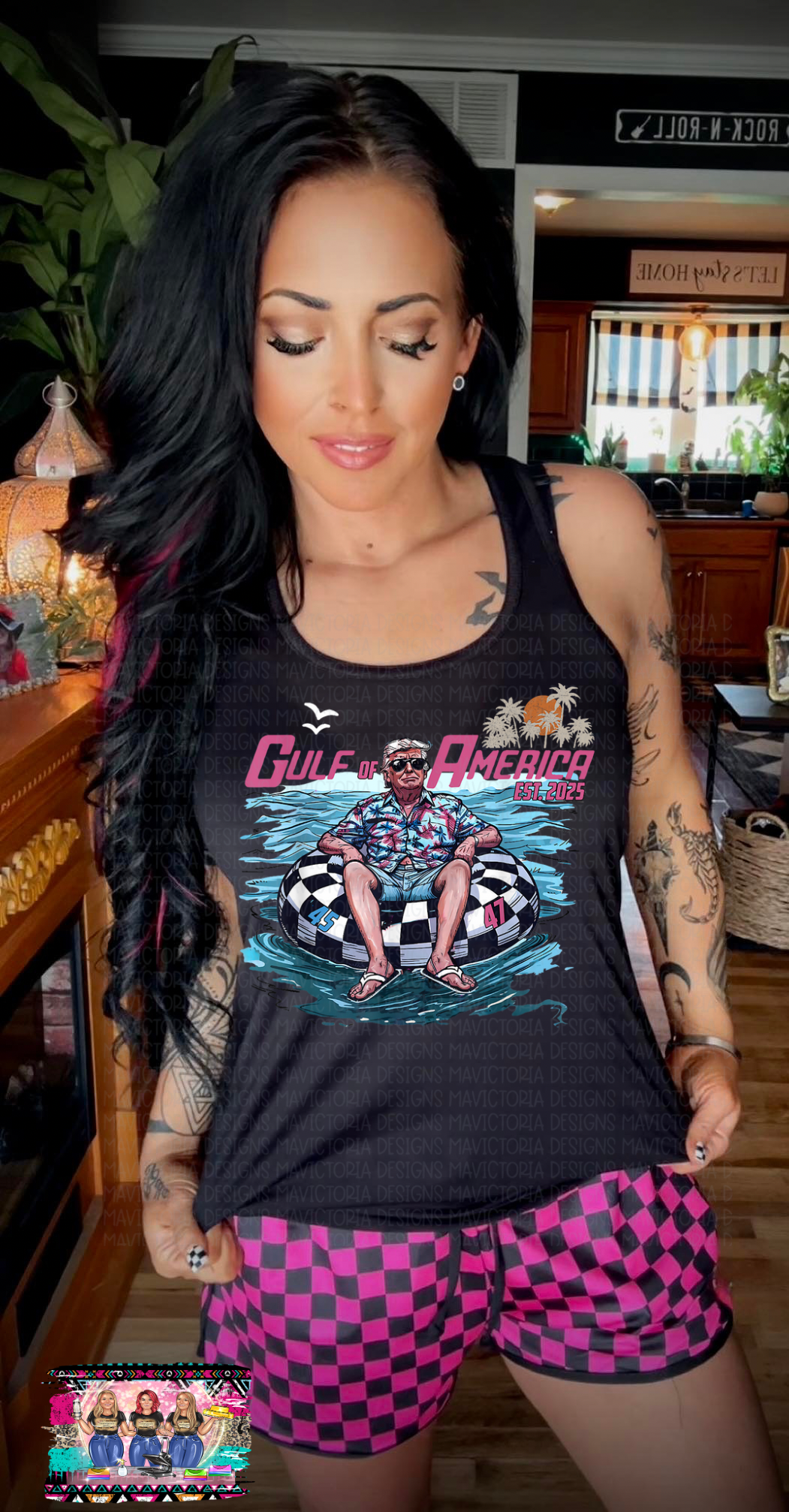 GULF OF AMERICA TRUMP Black tank, hoodie, crewneck, long sleeve or graphic tee - Mavictoria Designs Hot Press Express
