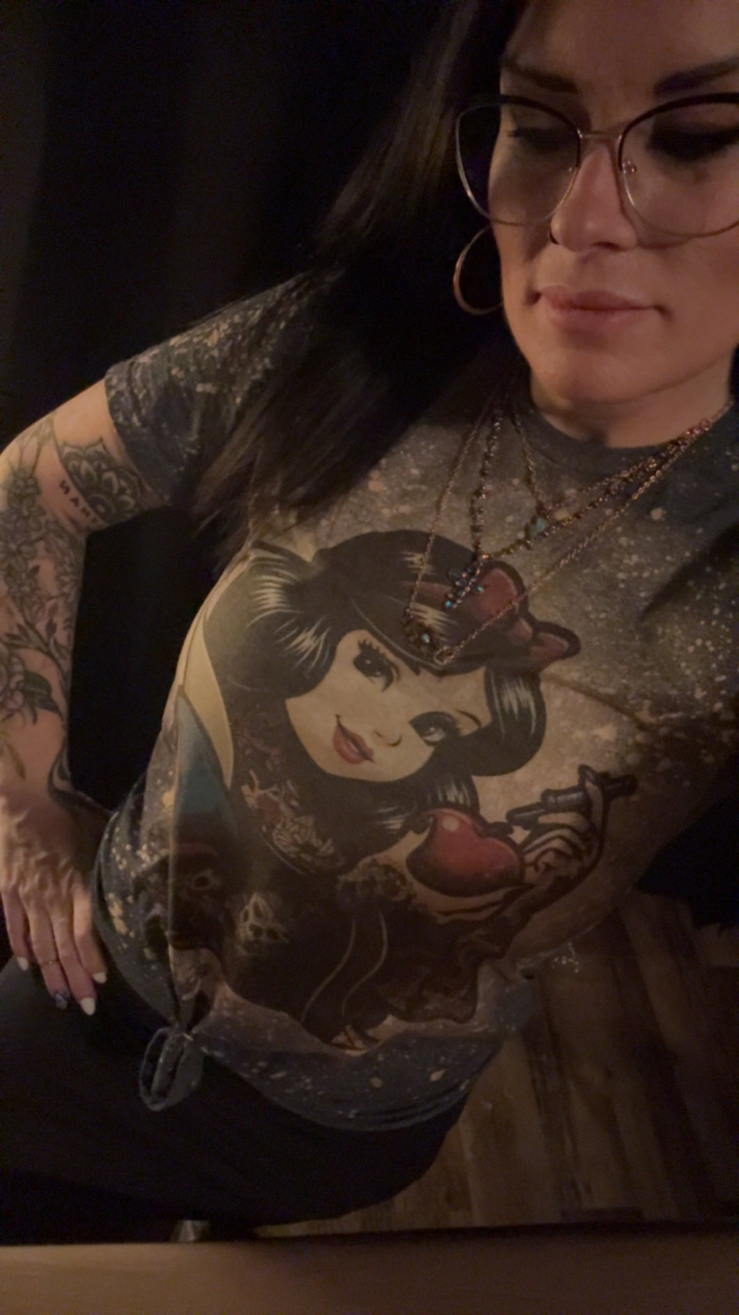 Navy bleached punk princess graphic tee snow white - Mavictoria Designs Hot Press Express