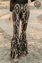 Load image into Gallery viewer, Back to Texas brown Aztec bells // pants // yoga fit - Mavictoria Designs Hot Press Express
