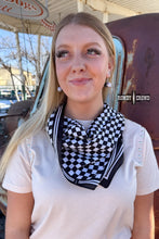 Load image into Gallery viewer, SMALL Black Checkered Out Wild Rag/ Scarf - Mavictoria Designs Hot Press Express
