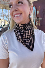 Load image into Gallery viewer, SMALL Tan Checkered Out Wild Rag/ Scarf - Mavictoria Designs Hot Press Express
