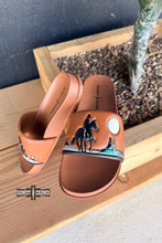 Load image into Gallery viewer, BROWN Saddle Bum Slides - Mavictoria Designs Hot Press Express
