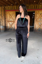 Load image into Gallery viewer, Black Betty Velvet Jumpsuit - Mavictoria Designs Hot Press Express
