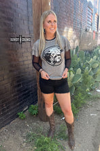 Load image into Gallery viewer, Howdy Hereford Mesh Sleeve Top - Mavictoria Designs Hot Press Express
