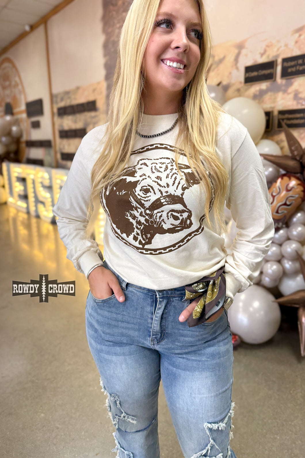 Happy Hereford Long Sleeve Tee - Mavictoria Designs Hot Press Express