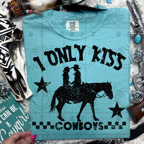 I Only Kiss Cowboys | Comfort Colors Tee - Mavictoria Designs Hot Press Express